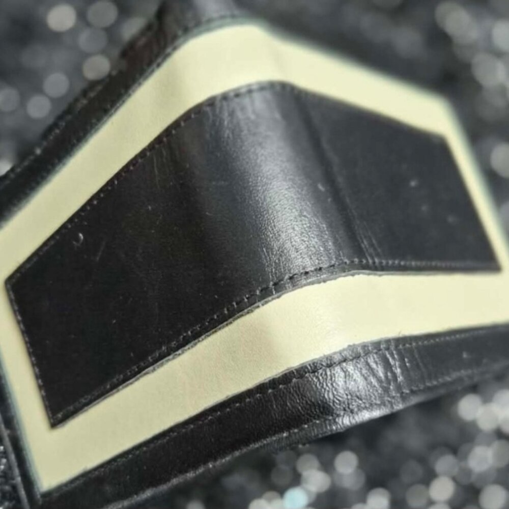 ITALIAN LEATHER WALLET Unisex BLACK w Cream WESTERN inspired NEW RanchDunRight